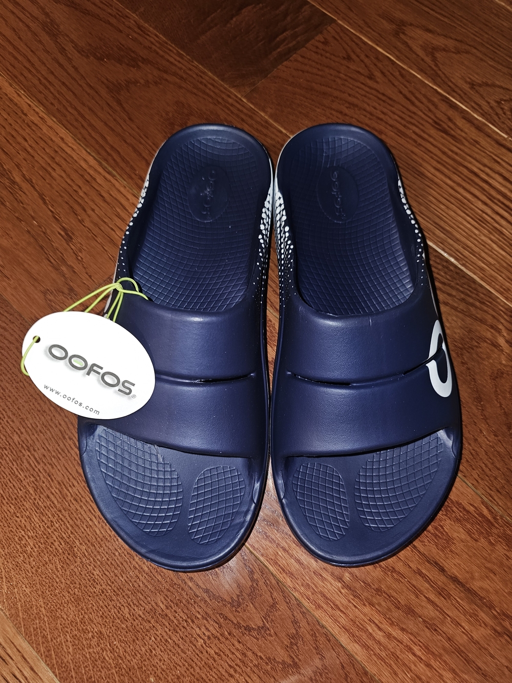 OOFOS Unisex Ooahh Sport Navy Blue Slide Sandals